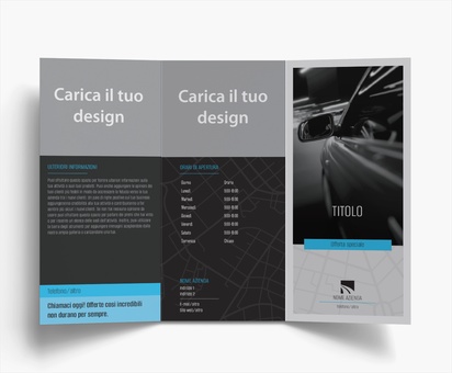 Anteprima design per Galleria di design: dépliant pieghevoli per auto e trasporti, 2 pieghe a portafoglio DL (99 x 210 mm)