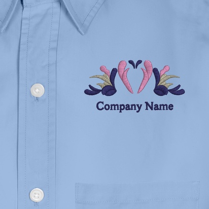 Design Preview for Design Gallery: Business Men's Embroidered Dress Shirts, Men's Blue