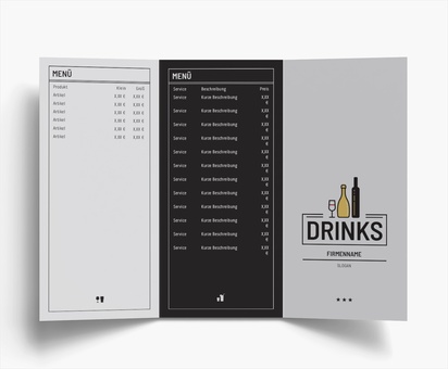 Designvorschau für Designgalerie: Falzflyer Essen & Trinken, Wickelfalz DL (99 x 210 mm)
