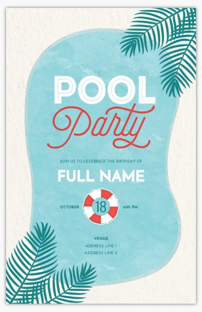 A new2018 pool birthday blue white design for Events