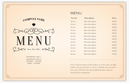A bistro menu café cream design for Menus