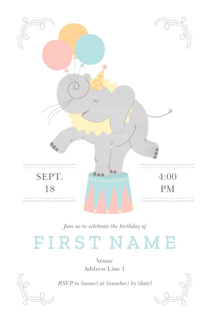 A 1st birthday party circus birthday party white design for Age