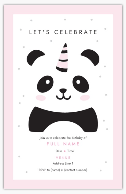 A kids pandacorn birthday party white gray design for Animals