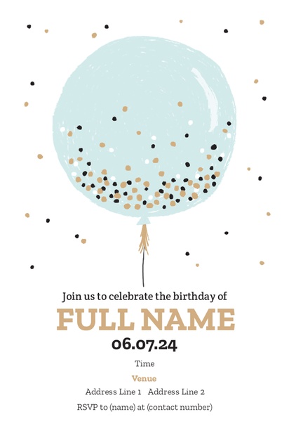 Design Preview for Templates for Teen Birthday Invitations and Announcements , Flat 11.7 x 18.2 cm
