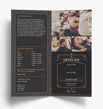 Design Preview for Design Gallery: Barbers Folded Leaflets, Bi-fold DL (99 x 210 mm)