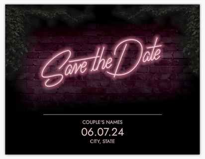 A save the date neon sign retro black purple design for Wedding