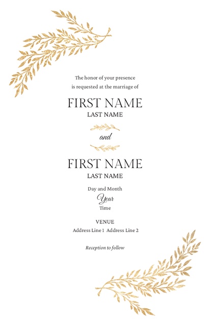 Design Preview for Templates for Traditional & Classic Wedding Invitations , Flat 11.7 x 18.2 cm