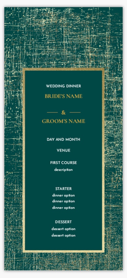 Design Preview for Elegant Wedding Menu Cards Templates, 4" x 8" Flat