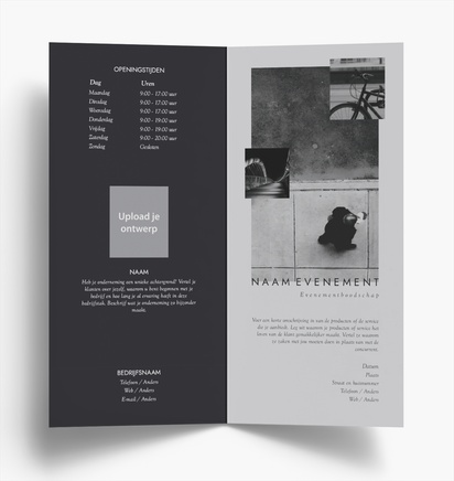 Voorvertoning ontwerp voor Ontwerpgalerij: Kunst en entertainment Folders, Tweeluik DL (99 x 210 mm)