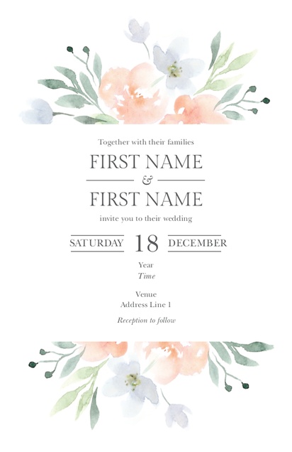 Design Preview for Design Gallery: Floral Wedding Invitations, Flat 11.7 x 18.2 cm