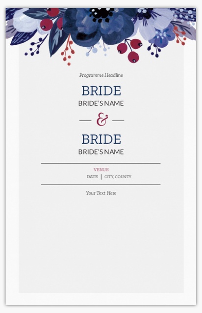 Design Preview for Templates for Programmes Wedding Programs , Flat 13.9 x 21.6 cm