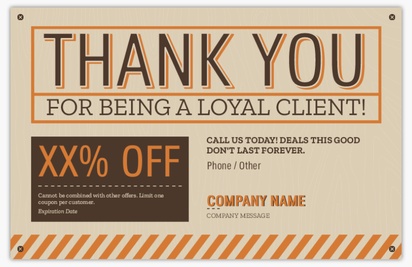 A construction thank you for being a loyal client cream brown design for Coupons