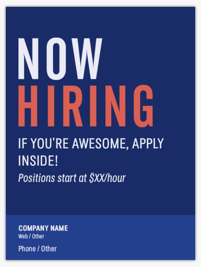 A hiring help blue design for Events