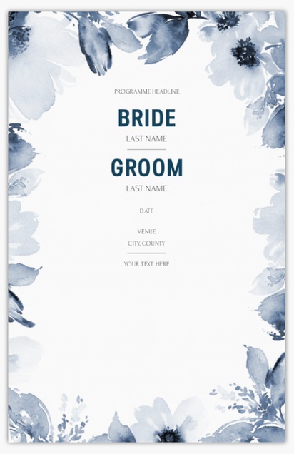 Design Preview for Templates for Floral Wedding Programs , Flat 13.9 x 21.6 cm