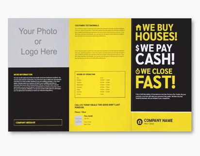 A logo we buy houses black yellow design with 2 uploads