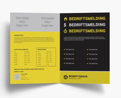 Forhåndsvisning av design for Designgalleri: Eiendomstaksering og -investering Brosjyrer, 2-fløyet A4 (210 x 297 mm)