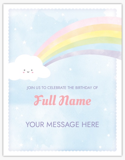 A rainbow birthday rainbow invitation white cream design for Baby