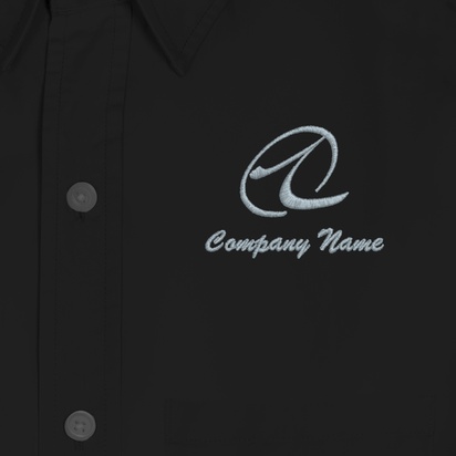 Design Preview for Design Gallery: Business Services Men's Embroidered Dress Shirts, Men's Black