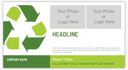 A waste management sustainability white green design with 2 uploads