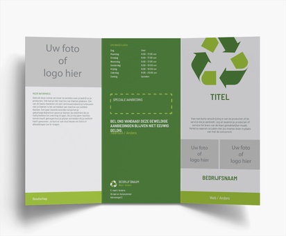 Voorvertoning ontwerp voor Ontwerpgalerij: Mens en milieu Folders, Drieluik DL (99 x 210 mm)