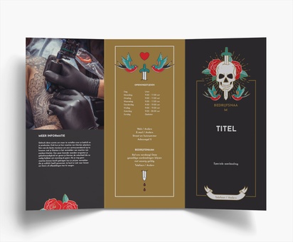 Voorvertoning ontwerp voor Ontwerpgalerij: Tattoo en body piercing Flyers en folders, Drieluik DL (99 x 210 mm)
