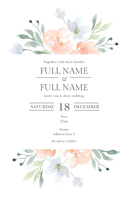 Design Preview for Design Gallery: Floral Wedding Invitations, Flat 13.9 x 21.6 cm