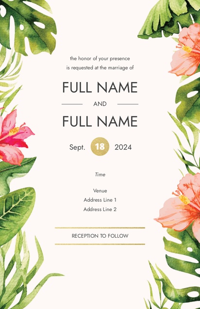 Design Preview for Wedding Invitations for Beach Wedding, Flat 13.9 x 21.6 cm