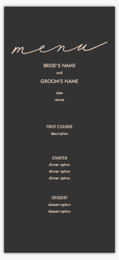 Design Preview for Typographical Wedding Menu Cards Templates, 4" x 8" Flat