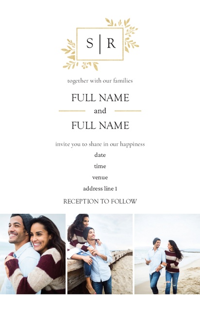 Design Preview for Templates for Photo Wedding Invitations , Flat 11.7 x 18.2 cm
