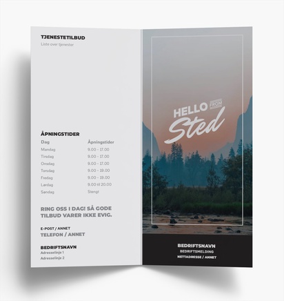 Forhåndsvisning av design for Designgalleri: Reisebyrå Brosjyrer, 2-fløyet DL (99 x 210 mm)