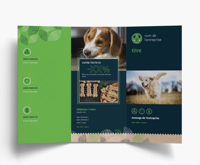 Aperçu du graphisme pour Galerie de modèles : flyers et tracts pour animaux et soins vétérinaires, Trois volets à plis roulés DL (99 x 210 mm)