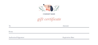 Design Preview for Design Gallery: Animals & Pet Care Gift Certificates
