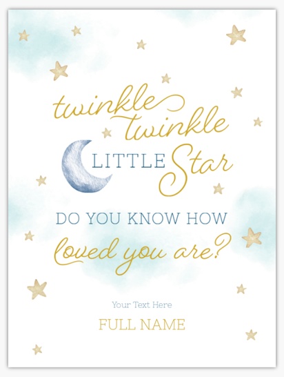 A star baby shower moon and stars white gray design for Baby