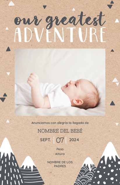 Un foto té de bebé diseño crema gris para Comunicados de nacimiento con 1 imágenes