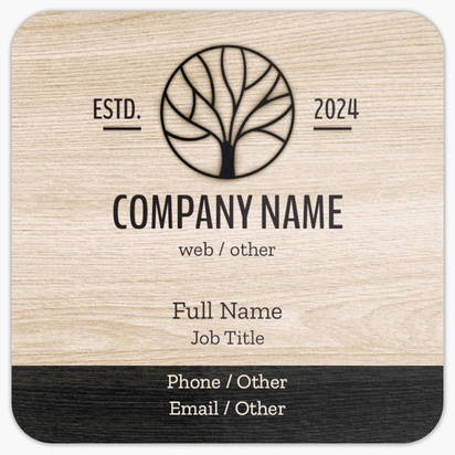 Design Preview for Carpentry & Woodworking Rounded Corner Business Cards Templates, Square (2.5" x 2.5")