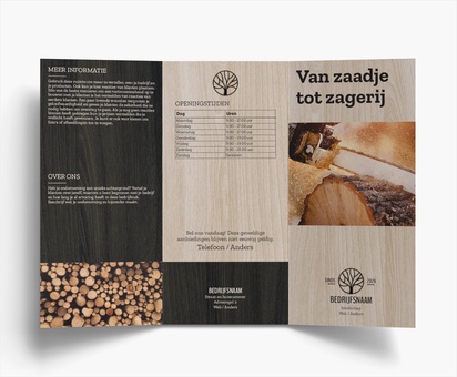 Voorvertoning ontwerp voor Ontwerpgalerij: Timmerwerk en houtbewerking Folders, Drieluik DL (99 x 210 mm)