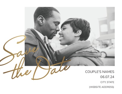 A photo wedding save the date brown design for Traditional & Classic with 1 uploads