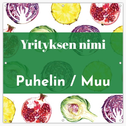 Mallin esikatselu Mallivalikoima: Ruokavalio & Ravinto Reikävinyylibanderollit, 122 x 122 cm