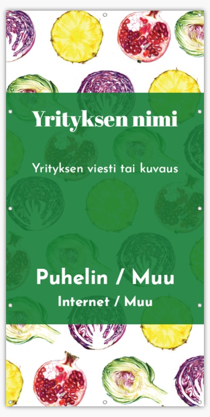 Mallin esikatselu Mallivalikoima: Ruokavalio & Ravinto Reikävinyylibanderollit, 122 x 244 cm
