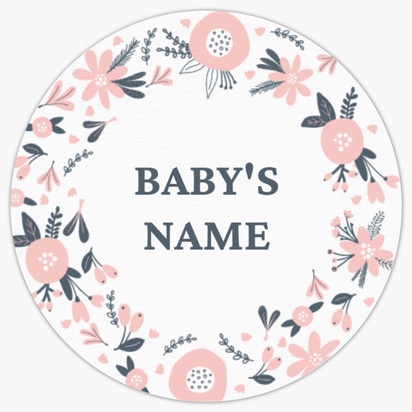 A pink florals girl baptism white gray design for Baby Shower