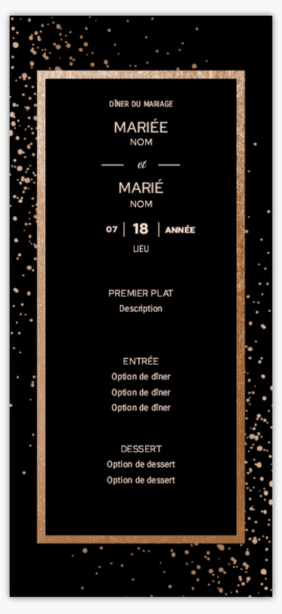 Aperçu du graphisme pour Galerie de modèles : Cartes de menu de mariage, Chic, 4" x 8" Flat