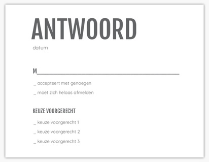 Voorvertoning ontwerp voor Ontwerpgalerij: Minimalistisch Antwoordkaarten, 13.9 x 10.7 cm