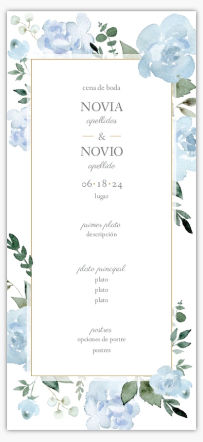 Un vertical flores azules diseño blanco para Eventos