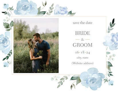 A florals photo white design for Save the Date with 1 uploads