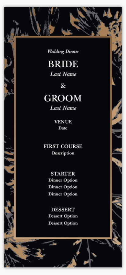 Design Preview for Design Gallery: Floral Wedding Menu Cards, 4" x 8" Flat