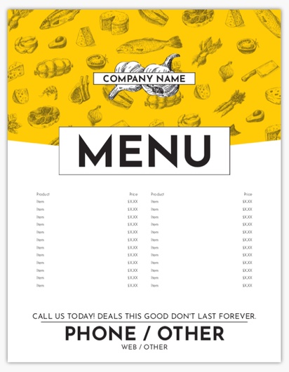 Design Preview for Design Gallery: Food Catering Menu Cards, Single Page Menu