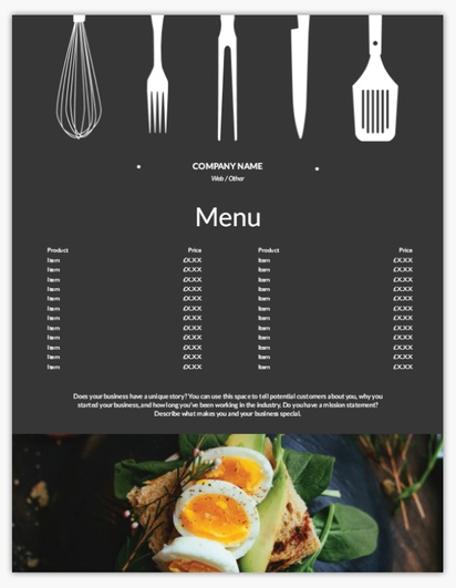 Design Preview for Design Gallery: Furniture & Home Goods Menu Cards, Single Page Menu