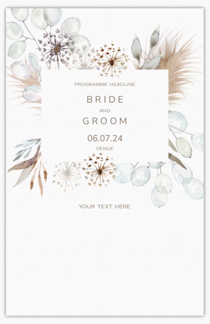 Design Preview for Templates for Bohemian Wedding Programs , Flat 13.9 x 21.6 cm