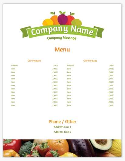 Design Preview for Design Gallery: Agriculture & Farming Menu Cards, Single Page Menu