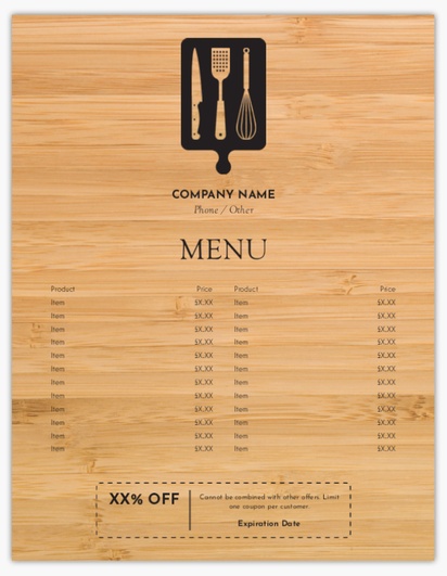 Design Preview for Design Gallery: Grocery Stores Menu Cards, Single Page Menu